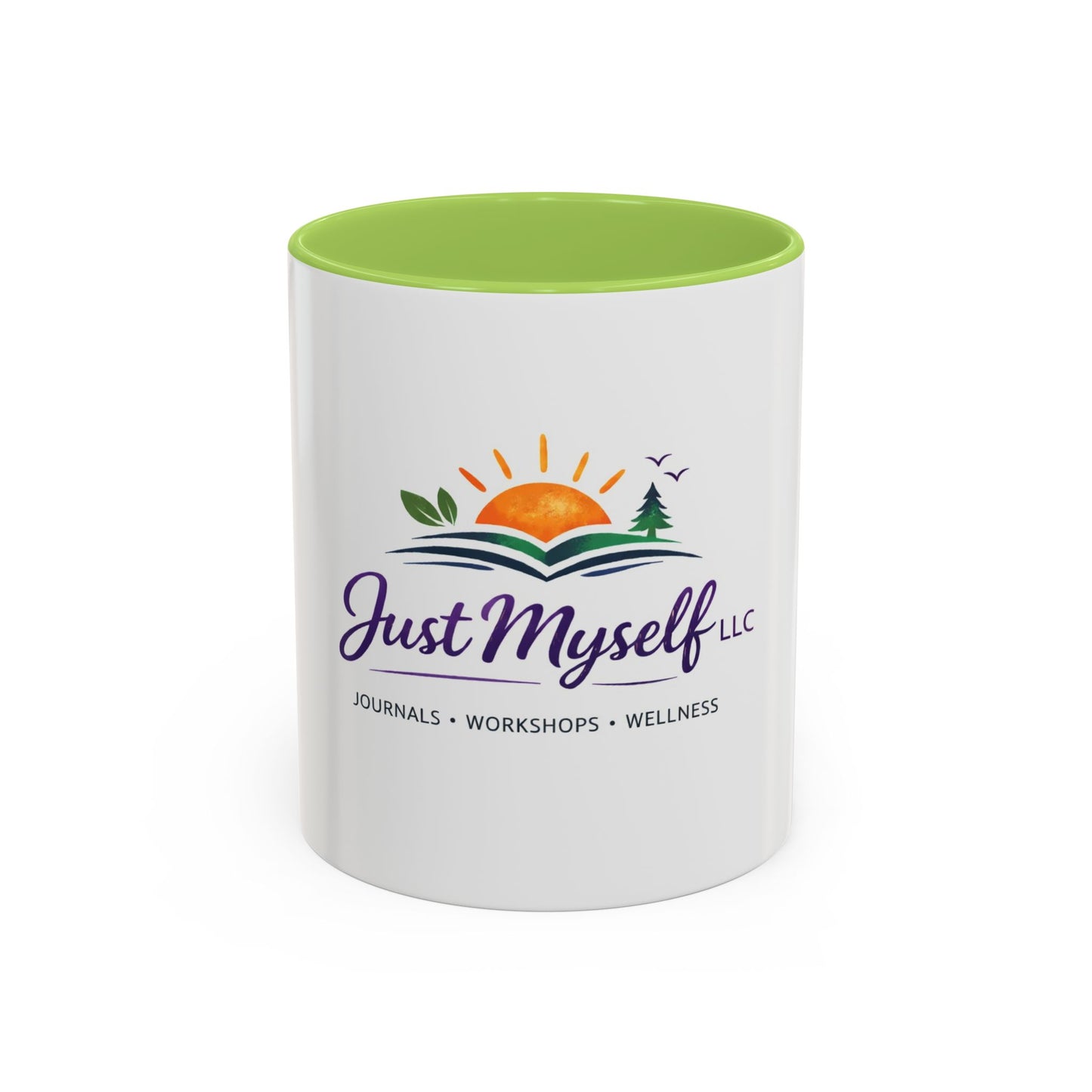 Just Myself Wellness Coffee & Tea Mug — Inspirational Accent Mug (11/15oz) - Available in 9 color variants.
