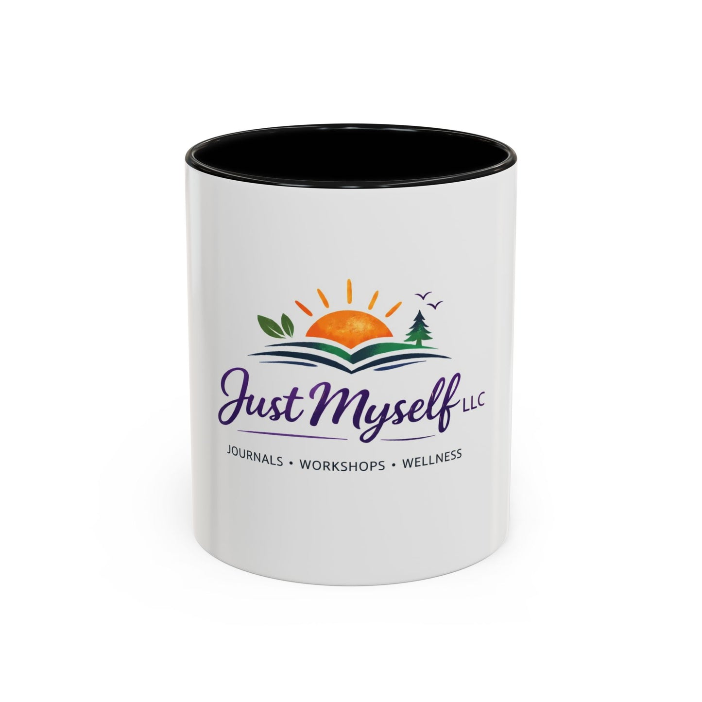 Just Myself Wellness Coffee & Tea Mug — Inspirational Accent Mug (11/15oz) - Available in 9 color variants.